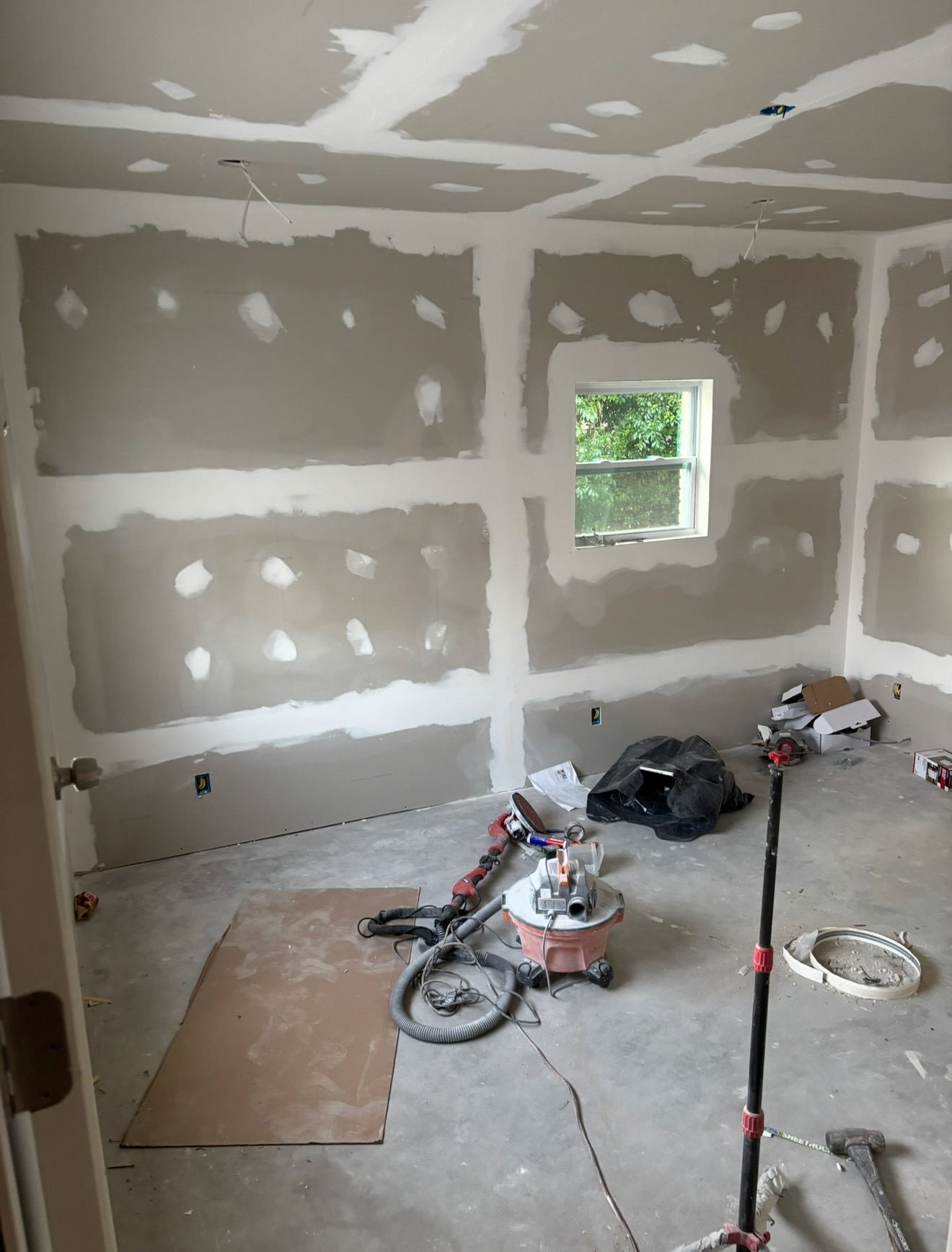 Fresh drywall and finish prep